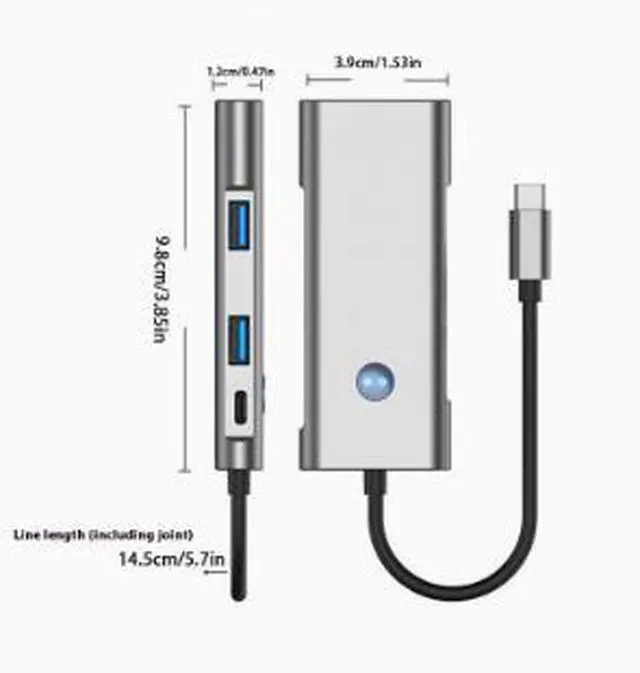 Alt view image 4 of 5 - 6-in-1 USB-C Hub with 4K@60Hz HDMI, USB 3.2 Data Ports, USB-C PD 100W Charging, One-Touch Screen Lock, Multiport Adapter for Laptop, Tablet & Gaming Devices