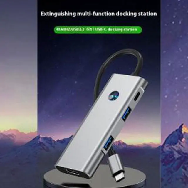 Alt view image 5 of 5 - 6-in-1 USB-C Hub with 4K@60Hz HDMI, USB 3.2 Data Ports, USB-C PD 100W Charging, One-Touch Screen Lock, Multiport Adapter for Laptop, Tablet & Gaming Devices
