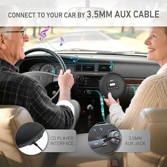 Alt view image 4 of 5 - C204 Basic Portable CD Player with Anti-Skip Protection - AA Battery Powered, Compact CD Players MP3/CD-R Compatible, Built-in Headphones & AUX Output for Car
