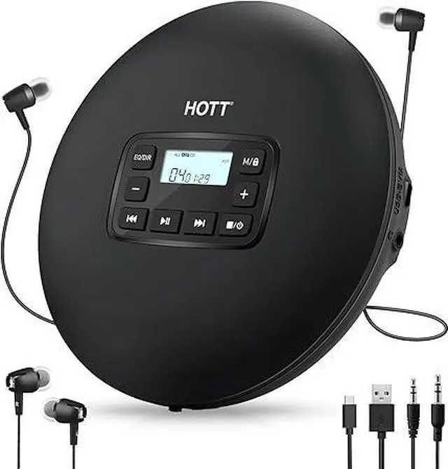 Main image of C204 Basic Portable CD Player with Anti-Skip Protection - AA Battery Powered, Compact CD Players MP3/CD-R Compatible, Built-in Headphones & AUX Output for Car
