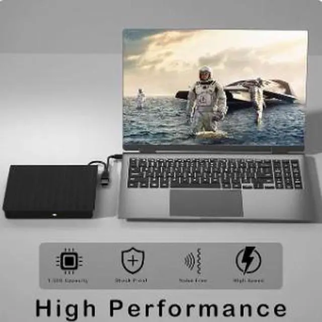 Alt view image 3 of 5 - External USB DVD Drive for Laptop & Desktop, Portable USB Optical Drive CD/DVD Reader Writer with Tray Loading for Windows PC & Mac Computer
