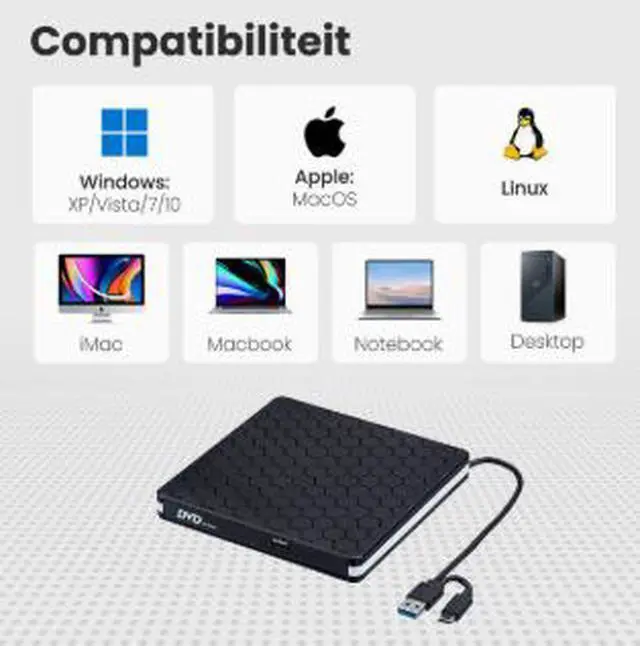 Alt view image 3 of 5 - USB 3.0 External DVD Burner, USB Type-C Portable CD DVD RW Drive with Tray Loading, 8X DVD Writer Optical Drive for Laptop Desktop PC Computer