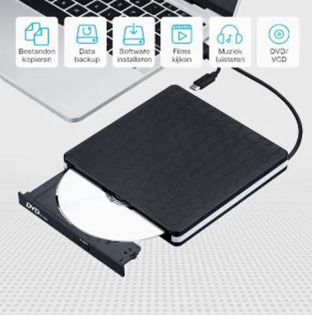 Alt view image 5 of 5 - USB 3.0 External DVD Burner, USB Type-C Portable CD DVD RW Drive with Tray Loading, 8X DVD Writer Optical Drive for Laptop Desktop PC Computer