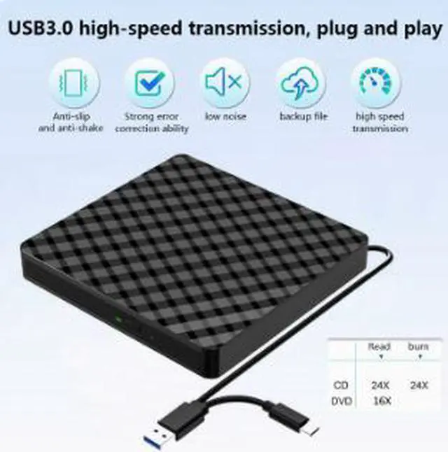 Alt view image 5 of 5 - Portable External DVD Burner USB Drive, USB Powered CD DVD RW Writer with Tray Loading, Plug & Play Optical Drive for Laptop Desktop PC Mac Computer