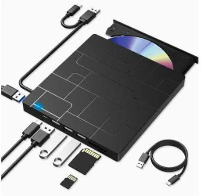 Main image of 7-in-1 External DVD Burner USB Optical Drive, Portable CD DVD RW Writer with USB Powered Design, Slim Plug & Play Drive for Laptop Desktop PC Mac Computer