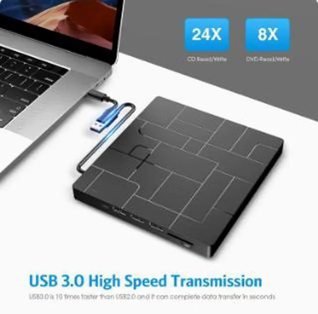 Alt view image 4 of 4 - 7-in-1 External DVD Burner USB Optical Drive, Portable CD DVD RW Writer with USB Powered Design, Slim Plug & Play Drive for Laptop Desktop PC Mac Computer