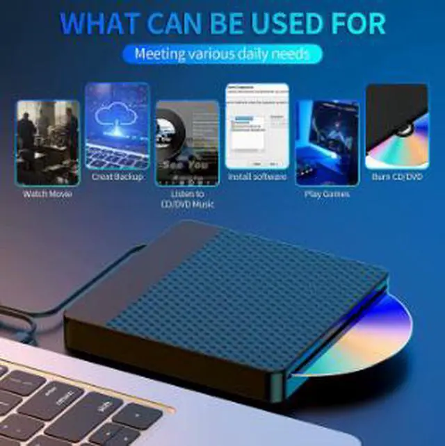 Alt view image 4 of 5 - Slot-Loading External DVD Burner USB Drive, Portable CD DVD RW Writer with USB Plug & Play Design, Optical Drive for Laptop Desktop PC Mac Computer