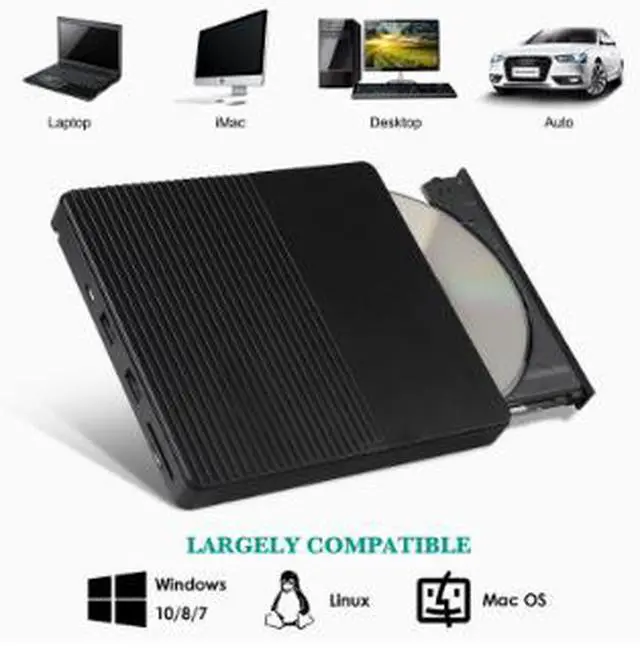 Alt view image 3 of 5 - 5-in-1 External DVD Burner USB 3.0 Drive, Portable CD DVD RW Writer with SD TF Card Reader & USB Hub, Optical Drive for Laptop Desktop PC Mac Computer