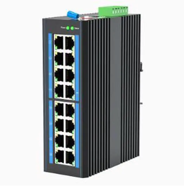 Main image of Industrial Gigabit Ethernet Switch, 16-Port Unmanaged Network Switch with DIN Rail Mount, Industrial Grade Surge Protection, Anti-Interference Design for Automation and Surveillance Systems