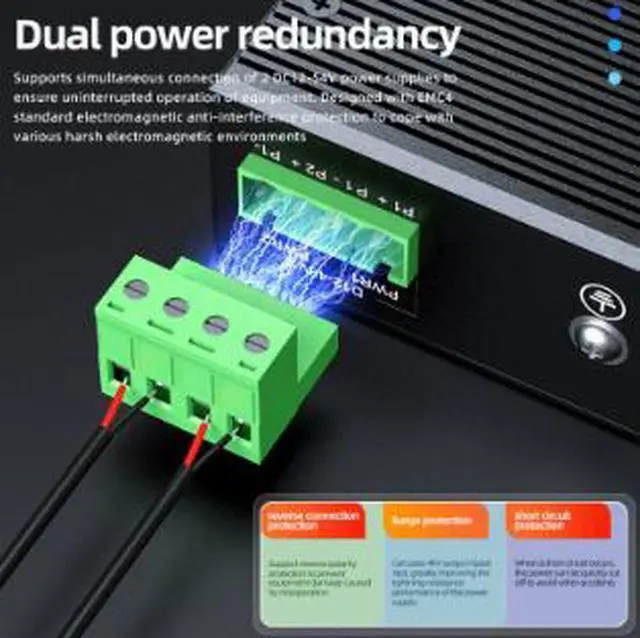 Alt view image 2 of 5 - Industrial Gigabit Ethernet Switch, 16-Port Unmanaged Network Switch with DIN Rail Mount, Industrial Grade Surge Protection, Anti-Interference Design for Automation and Surveillance Systems