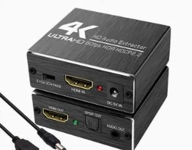 Main image of HDMI 2.0 Audio Extractor Splitter, 4K HDMI Audio Converter with Optical TOSLINK & Stereo Output, Supports AC-3 DTS LPCM for TV Soundbar Home Theater