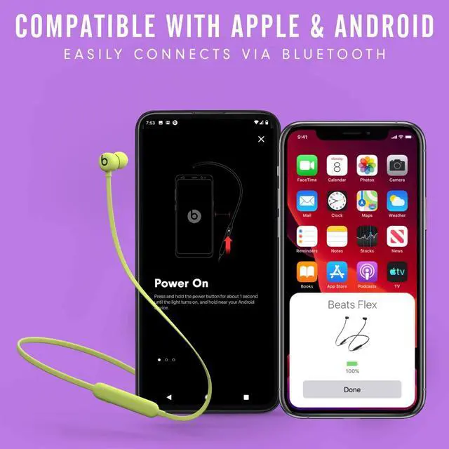 Alt view image 5 of 6 - Flex Wireless Earbuds - Apple W1 Headphone Chip, Magnetic Earphones, Class 1 Bluetooth, 12 Hours of Listening Time, Built-in Microphone - Yuzu Yellow