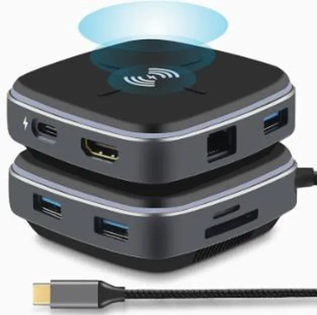 Main image of 9-in-1 USB C Hub Docking Station, Type-C Adapter with HDMI, USB 3.0, Gigabit Ethernet, SD/TF Card Reader for MacBook Laptop PC