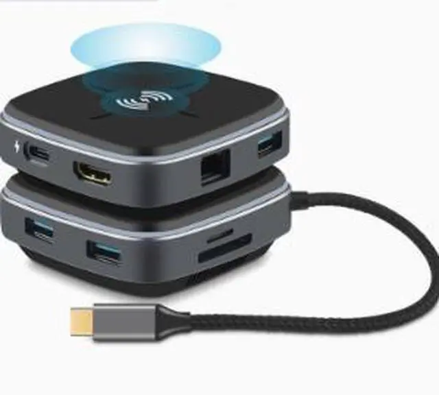Alt view image 2 of 4 - 9-in-1 USB C Hub Docking Station, Type-C Adapter with HDMI, USB 3.0, Gigabit Ethernet, SD/TF Card Reader for MacBook Laptop PC