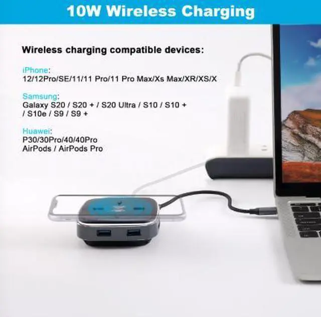 Alt view image 4 of 4 - 9-in-1 USB C Hub Docking Station, Type-C Adapter with HDMI, USB 3.0, Gigabit Ethernet, SD/TF Card Reader for MacBook Laptop PC
