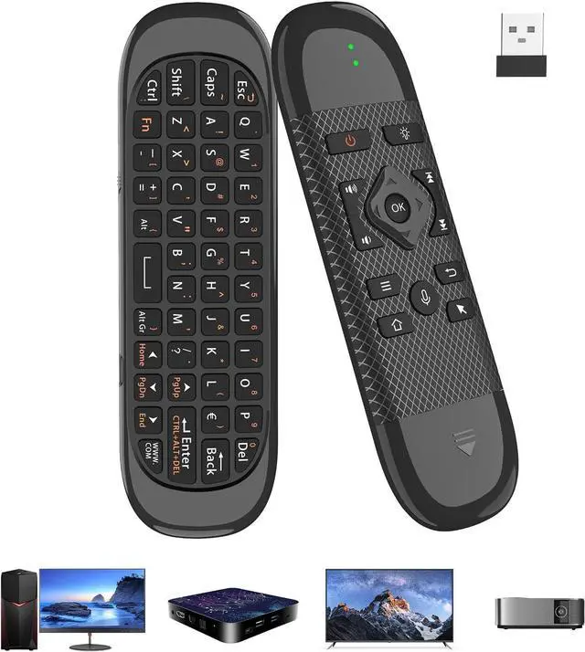 Main image of A61 Air Mouse Remote-with Infrared Learning(Power Button Only) | 2.4G + BT, backlit, voice, gyroscope, dual-sided mini keyboard, compatible with smart TV, htpc and other home devices