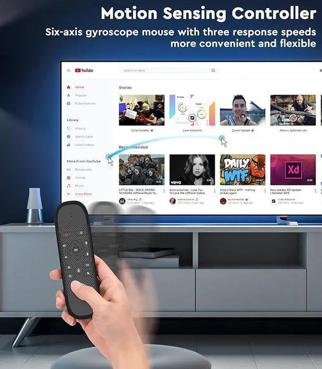 Alt view image 2 of 6 - A61 Air Mouse Remote-with Infrared Learning(Power Button Only) | 2.4G + BT, backlit, voice, gyroscope, dual-sided mini keyboard, compatible with smart TV, htpc and other home devices