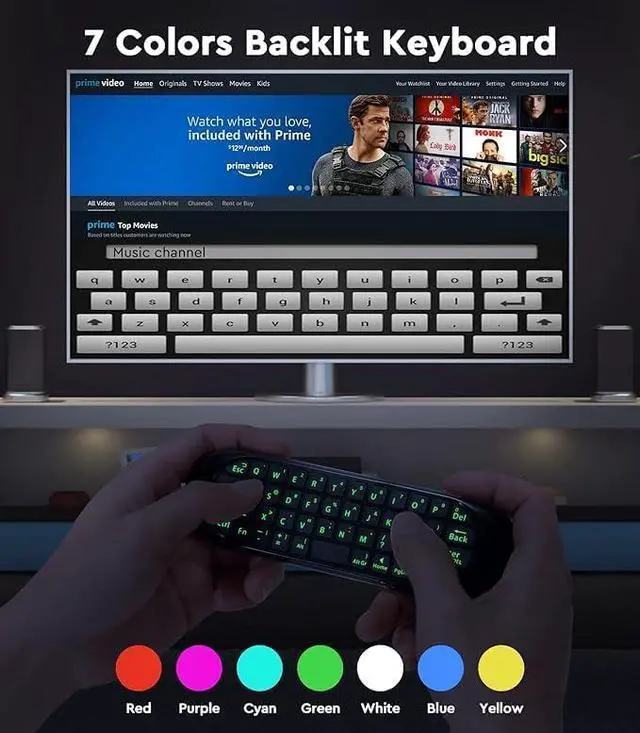 Alt view image 4 of 6 - A61 Air Mouse Remote-with Infrared Learning(Power Button Only) | 2.4G + BT, backlit, voice, gyroscope, dual-sided mini keyboard, compatible with smart TV, htpc and other home devices