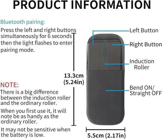 Alt view image 3 of 6 - Bluetooth Arc Touch Mouse, Ultra-Thin Portable Folding Travel Mouse whitout USB Dongle, Quiet Click, Powered by AAA Batteries, Foldable Wireless Mice for Laptop PC Chromebook Tablet Mac iPad - Black