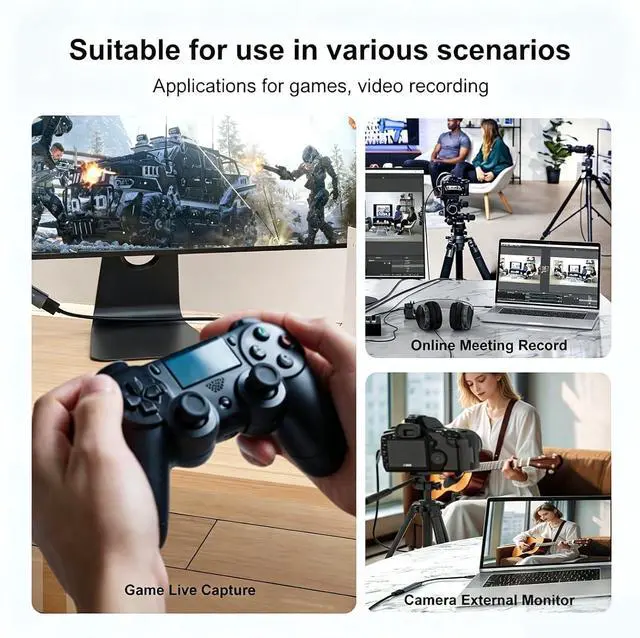 Alt view image 5 of 7 - HDMI to USB-C Video Capture Card, 4K Input 1080P@60HZ Video Audio Capture | Game Live Streaming & Recording, Compatible with Switch, PS4/PS5, OBS, Zoom, iPad, MacBook, Camera, Laptops, Phones, TV Boxe