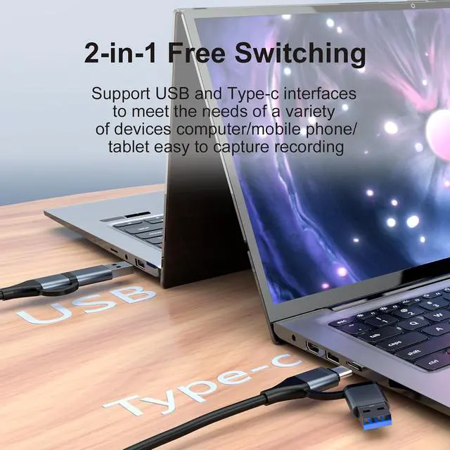 Alt view image 6 of 7 - HDMI to USB-C Video Capture Card, 4K Input 1080P@60HZ Video Audio Capture | Game Live Streaming & Recording, Compatible with Switch, PS4/PS5, OBS, Zoom, iPad, MacBook, Camera, Laptops, Phones, TV Boxe