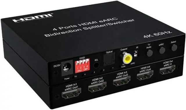 Alt view image 4 of 5 - 4K 60Hz HDMI ARC Audio Extractor DTS-HD/Dolby-TrueHD/DTS/Dolby-AC3/DSD eARC HDMI AudioExtractor 4x1 eARC HDMI Switcher Support 3.5 Stereo 3D Video Format HDCP2.2 HDR10 EDID Compatible for PS5 TV Box