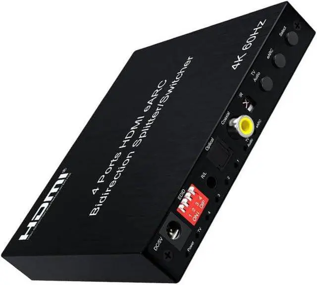 Alt view image 5 of 5 - 4K 60Hz HDMI ARC Audio Extractor DTS-HD/Dolby-TrueHD/DTS/Dolby-AC3/DSD eARC HDMI AudioExtractor 4x1 eARC HDMI Switcher Support 3.5 Stereo 3D Video Format HDCP2.2 HDR10 EDID Compatible for PS5 TV Box