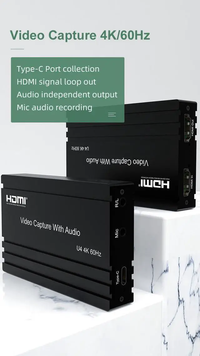 Alt view image 2 of 6 - 4K@60Hz HDMI Video Capture Card with Audio Mixing - HDCP 2.2/HDR10 Support, USB-C Plug & Play, UVC/UAC Compliance for Streaming, Gaming & Recording (Windows/MacOS)