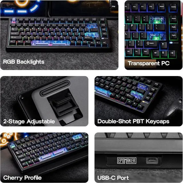 Alt view image 4 of 6 - HE80 Hall Effect Gaming Keyboard, 8K Polling & 32K Scan | Creamy Gasket, DKS, SOCD, Hot-Swappable, RGB Backlit, Wired Gaming Keyboard for PC & Mac (Black)