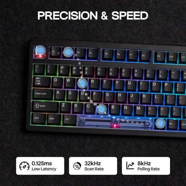 Alt view image 2 of 6 - HE80 Hall Effect Gaming Keyboard, 8K Polling & 32K Scan | Creamy Gasket, DKS, SOCD, Hot-Swappable, RGB Backlit, Wired Gaming Keyboard for PC & Mac (Black)