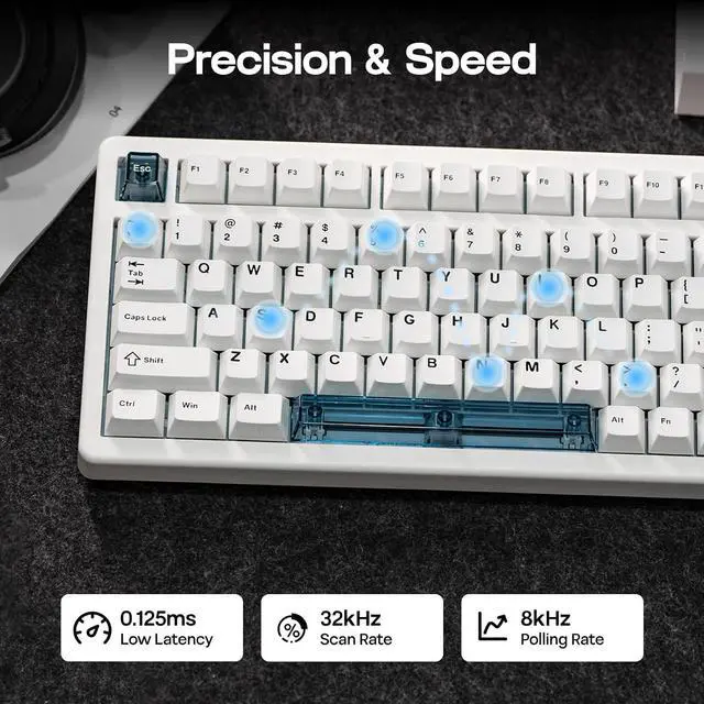 Alt view image 2 of 6 - HE80 Hall Effect Gaming Keyboard, 8K Polling & 32K Scan | Creamy Gasket, DKS, SOCD, Hot-Swappable, RGB Backlit, Wired Gaming Keyboard for PC & Mac (White)