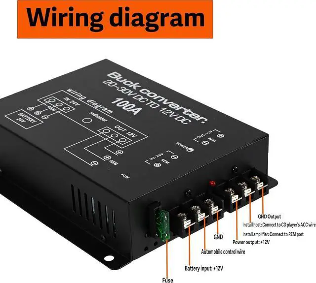 Alt view image 6 of 6 - DC 24V to 12V Step Down Voltage Converter, 100A 1200W DC Buck Converter Voltage Regulator for Car, Truck and Vehicle