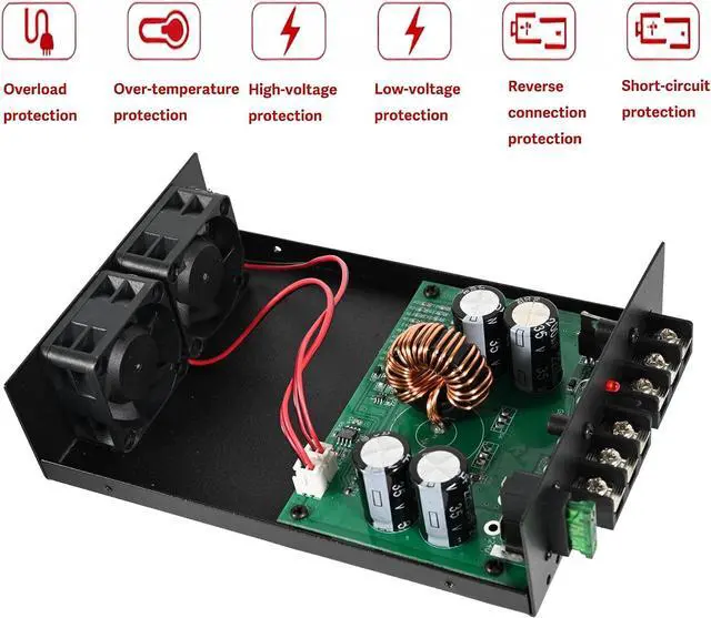 Alt view image 5 of 6 - DC 24V to 12V Step Down Voltage Converter, 100A 1200W DC Buck Converter Voltage Regulator for Car, Truck and Vehicle