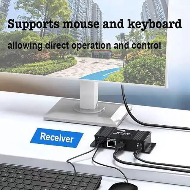 Alt view image 4 of 6 - 164ft/50m HDMI KVM Extender Over Ethernet, USB KVM Extender Over Ethernet Cat5e/6/7, 1080P@60Hz, Supports Keyboard and Mouse USB HDMI Loop Out, Power Over Cable(Transmitter+Receiver)