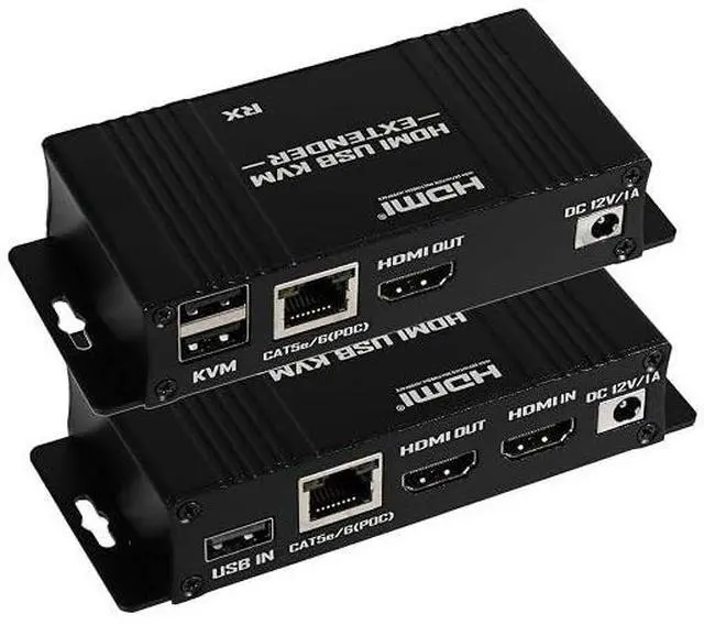 Main image of 164ft/50m HDMI KVM Extender Over Ethernet, USB KVM Extender Over Ethernet Cat5e/6/7, 1080P@60Hz, Supports Keyboard and Mouse USB HDMI Loop Out, Power Over Cable(Transmitter+Receiver)