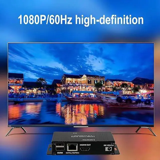 Alt view image 6 of 6 - 164ft/50m HDMI KVM Extender Over Ethernet, USB KVM Extender Over Ethernet Cat5e/6/7, 1080P@60Hz, Supports Keyboard and Mouse USB HDMI Loop Out, Power Over Cable(Transmitter+Receiver)