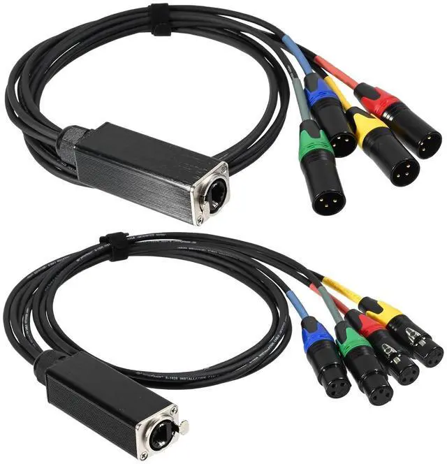 Main image of 4-Channel XLR Snake to Ethercon Cable, XLR Audio Over Ethernet Cat5/Cat6 Extension Cable for Stage, Studio, Lighting, 3 Ft (1 Male+1 Female)