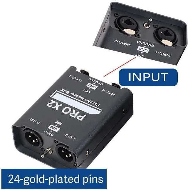 Alt view image 5 of 6 - 2 Channel XLR/1/4'' TRS Passive Hum Eliminator, Pro X2 Ground Loop Noise Isolator and Noise Filter for Car Audio and Other Audio Equipment