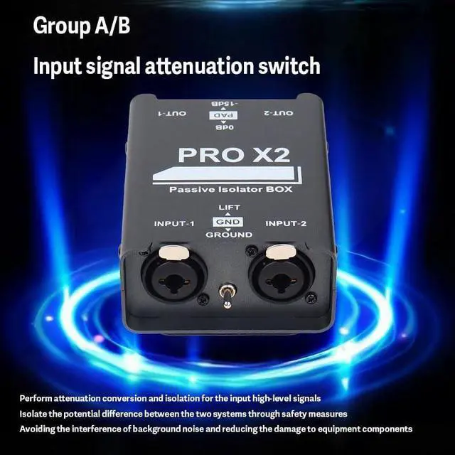 Alt view image 2 of 6 - 2 Channel XLR/1/4'' TRS Passive Hum Eliminator, Pro X2 Ground Loop Noise Isolator and Noise Filter for Car Audio and Other Audio Equipment