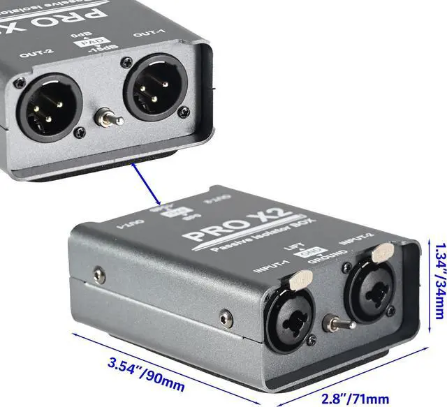Alt view image 3 of 6 - 2 Channel XLR/1/4'' TRS Passive Hum Eliminator, Pro X2 Ground Loop Noise Isolator and Noise Filter for Car Audio and Other Audio Equipment