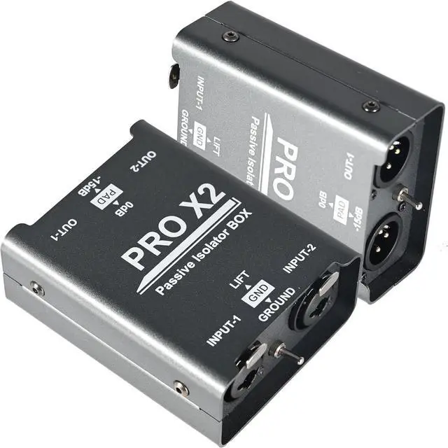Main image of 2 Channel XLR/1/4'' TRS Passive Hum Eliminator, Pro X2 Ground Loop Noise Isolator and Noise Filter for Car Audio and Other Audio Equipment