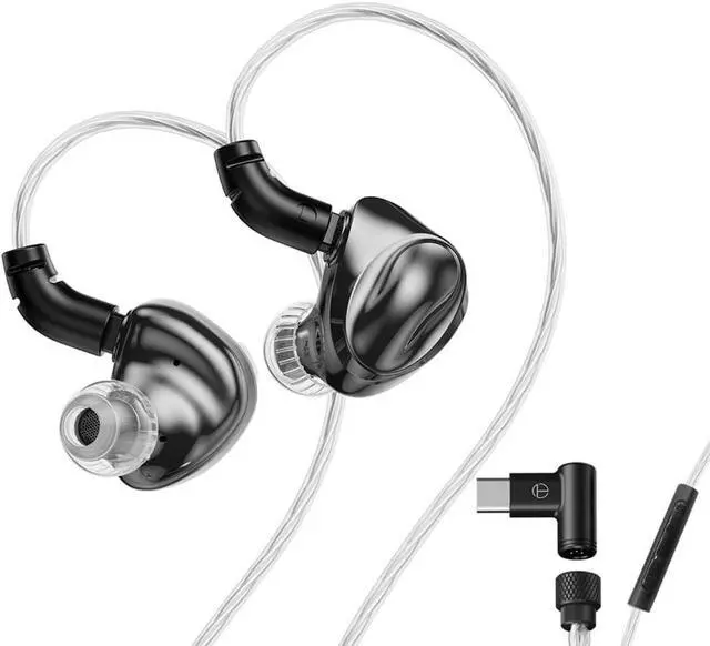 Main image of Dolphin In-Ear Monitor Earphones, 10mm Dual Magnetic Dynamic Driver, LCP Diaphragm IEM Headphones, Detachable 0.78mm 2-Pin Cable, HiFi Wired Earbuds for Music, Studio, Gaming (Type-C, Mic)