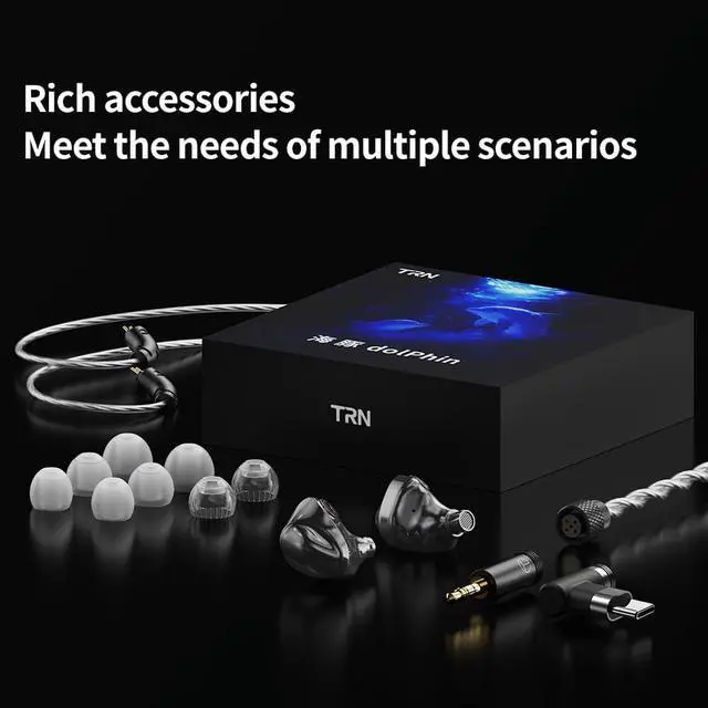 Alt view image 2 of 7 - Dolphin In-Ear Monitor Earphones, 10mm Dual Magnetic Dynamic Driver, LCP Diaphragm IEM Headphones, Detachable 0.78mm 2-Pin Cable, HiFi Wired Earbuds for Music, Studio, Gaming (Type-C, Mic)