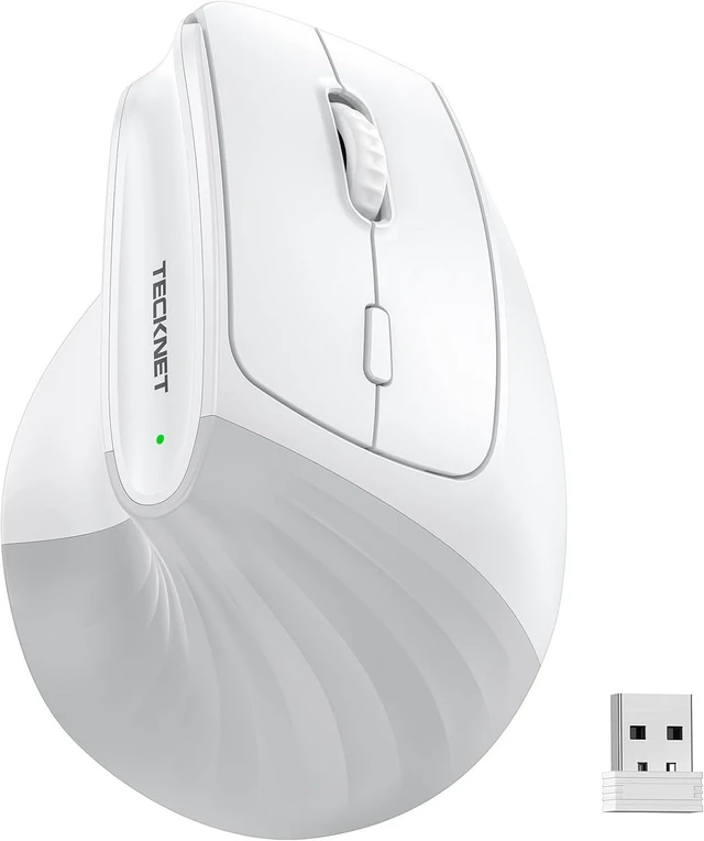 Main image of Vertical Ergonomic Wireless Bluetooth Mouse, Silent Rechargeable Bluetooth Mouse(BT 5.0/5.0+2.4G), 5-Level 4800 DPI, 200H Long Battery Life, Compatible with Windows/Mac/Linux/Android/Chrome