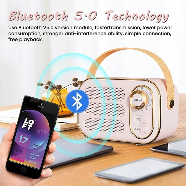 Alt view image 3 of 5 - Retro Speaker, Vintage Portable Speakers with Loud Volume Support TF Card U Disk AUX Input Old Style for Kitchen Home Office(Green)