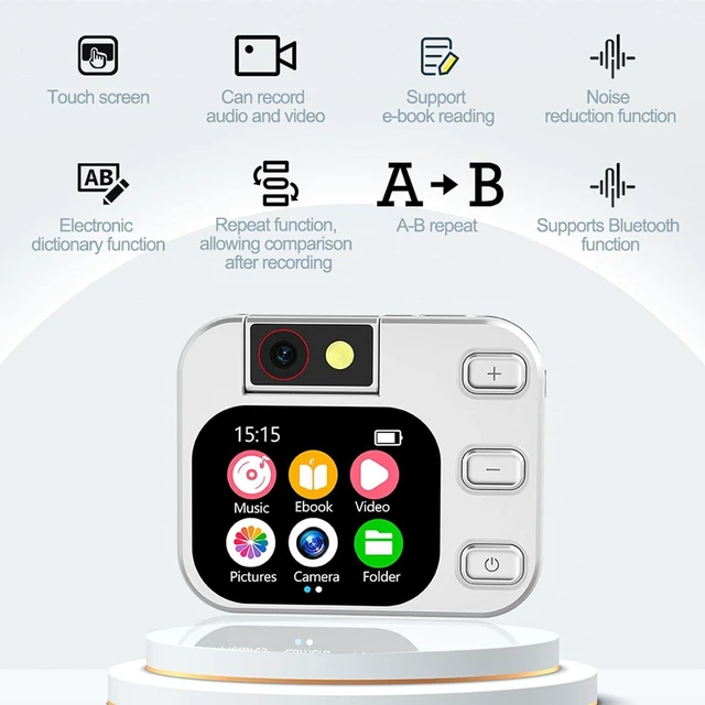 Alt view image 4 of 7 - 64GB MP3 Player with Bluetooth and 180° Camera Portable MP3 Music Player 2.01" Touch Screen HiFi Lossless Sound Music Audio Player with Built-in Speaker Voice Recorder FM Radio Earphone Jack