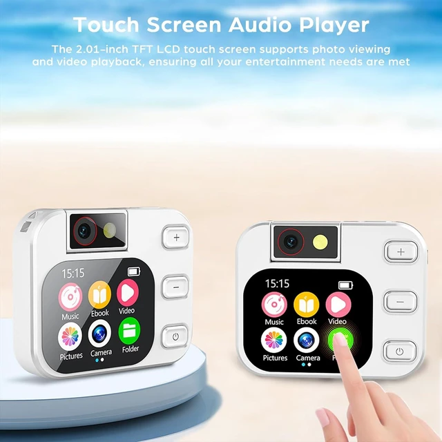 Alt view image 7 of 7 - 64GB MP3 Player with Bluetooth and 180° Camera Portable MP3 Music Player 2.01" Touch Screen HiFi Lossless Sound Music Audio Player with Built-in Speaker Voice Recorder FM Radio Earphone Jack