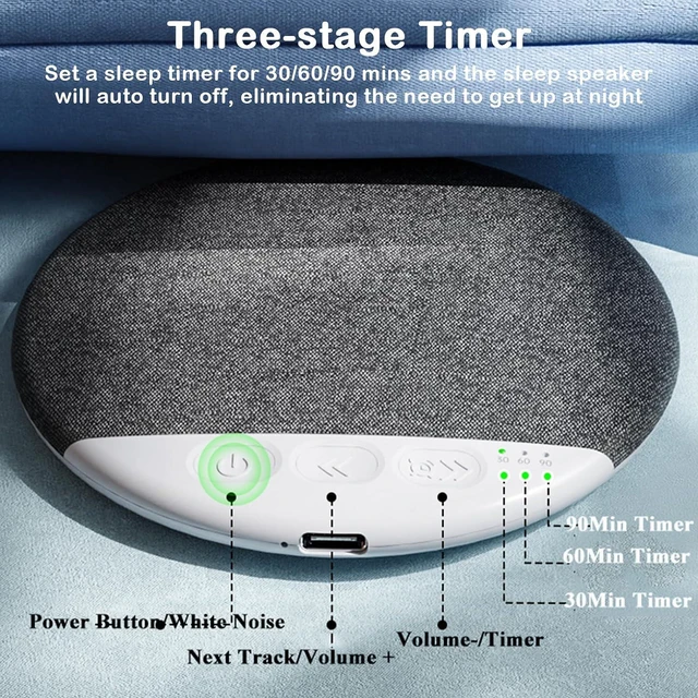 Alt view image 6 of 6 - Bluetooth Pillow Speaker for Sleeping, Mini Portable Under Pillow Speaker with White Noise Timer Wireless Sleep Aid with Stereo Bass Private Sleep Headphones for Side Sleeper Adult Kid