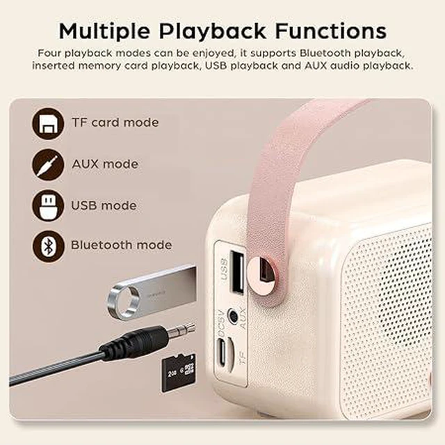 Alt view image 5 of 6 - Retro Bluetooth Speaker, Vintage Portable Wireless Bluetooth Speakers with Alarm Clock Loud Volume Support TF Card U Disk AUX Old Style for Kitchen Bedroom Home Outdoor (Beige White)