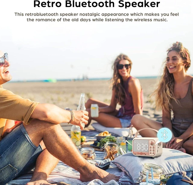 Alt view image 3 of 6 - Retro Bluetooth Speaker, Vintage Portable Wireless Bluetooth Speakers with Alarm Clock Loud Volume Support TF Card U Disk AUX Old Style for Kitchen Bedroom Home Outdoor (Pink)